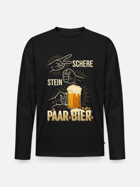 Schere Stein Bier Trinkspiel Design - Männer Premium Bio Langarmshirt - Schwarz