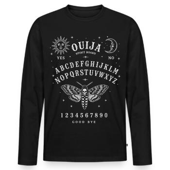 Ouija Spirit Board Moth | Witchy Occult Halloween - Men's Premium Organic Long Sleeve Shirt - black - Front - Nico (187cm)