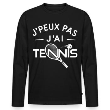 Tennis Humour Cadeau Passionné de Raquette - T-shirt manches longues Premium bio Homme - noir - Devant - Nico (187cm)