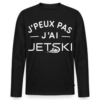 Jet Ski Humour Cadeau Glisse Nautique - T-shirt manches longues Premium bio Homme - noir - Devant - Nico (187cm)