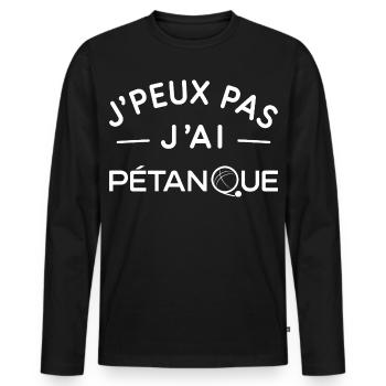 Pétanque Humour Cadeau Passionné de Boules - T-shirt manches longues Premium bio Homme - noir - Devant - Nico (187cm)