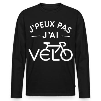 Vélo Humour Cadeau Passionné de Cyclisme - T-shirt manches longues Premium bio Homme - noir - Devant - Nico (187cm)