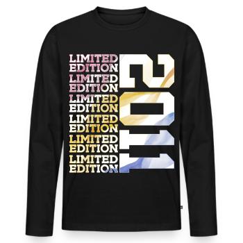 LIMITED EDITION 2011 - 15 JAHRE - 15. GEBURTSTAG - Männer Premium Bio Langarmshirt - Schwarz - Vorne - Nico (187cm)