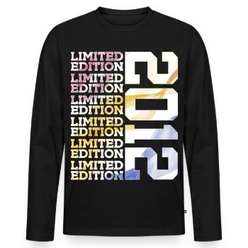LIMITED EDITION 2012 - 14 JAHRE - 14. GEBURTSTAG - Männer Premium Bio Langarmshirt - Schwarz - Vorne - Nico (187cm)