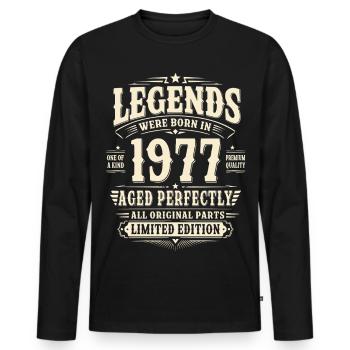49. Geburtstag Geschenk Mann 1977 Vintage Retro - Männer Premium Bio Langarmshirt - Schwarz - Vorne - Nico (187cm)