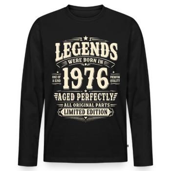 50. Geburtstag Geschenk Mann 1976 Vintage Retro - Männer Premium Bio Langarmshirt - Schwarz - Vorne - Nico (187cm)