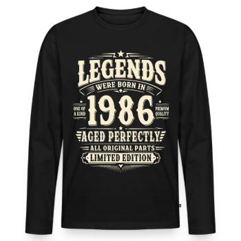 40. Geburtstag Geschenk Mann 1986 Vintage Retro - Männer Premium Bio Langarmshirt - Schwarz - Vorne - Nico (187cm)