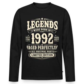 33. Geburtstag Geschenk Mann 1992 Vintage Retro - Männer Premium Bio Langarmshirt - Schwarz - Vorne - Nico (187cm)
