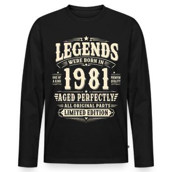 45. Geburtstag Geschenk Mann 1981 Vintage Retro - Männer Premium Bio Langarmshirt - Schwarz - Vorne - Nico (187cm)