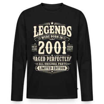 25. Geburtstag Geschenk Mann 2001 Vintage Retro - Männer Premium Bio Langarmshirt - Schwarz - Vorne - Nico (187cm)