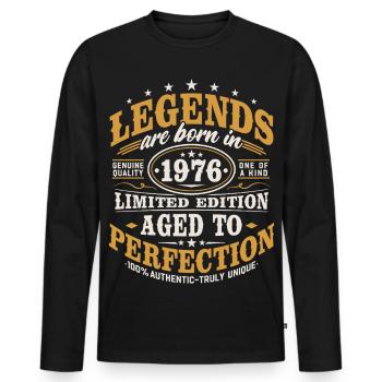 1976 Jahrgang Vintage Geburtstag Geschenk Retro - Männer Premium Bio Langarmshirt - Schwarz - Vorne - Nico (187cm)