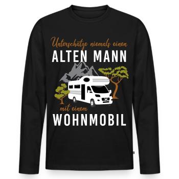 Unterschätze niemals alten Mann mit Wohnmobil - Männer Premium Bio Langarmshirt - Schwarz - Vorne - Nico (187cm)