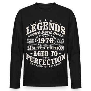 1976 Jahrgang Vintage Geburtstag Geschenk Retro - Männer Premium Bio Langarmshirt - Schwarz - Vorne - Nico (187cm)
