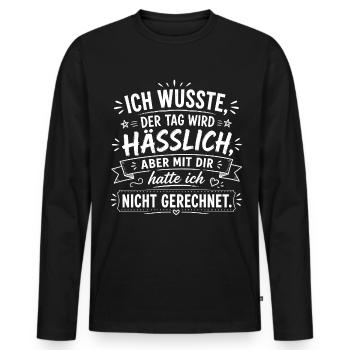 Mit dir hatte ich nicht gerechnet - Männer Premium Bio Langarmshirt - Schwarz - Vorne - Nico (187cm)