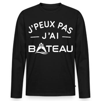 Bateau Humour Cadeau Passionné de Navigation - T-shirt manches longues Premium bio Homme - noir - Devant - Nico (187cm)
