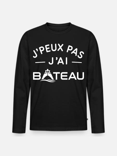 Bateau Humour Cadeau Passionné de Navigation - T-shirt manches longues Premium bio Homme - noir
