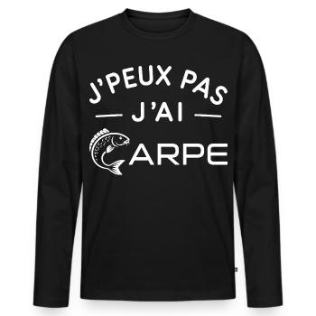 Carpe Humour Cadeau Passionné de Pêche - T-shirt manches longues Premium bio Homme - noir - Devant - Nico (187cm)
