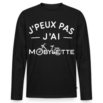 Mobylette Humour Cadeau Rétro Deux Roues - T-shirt manches longues Premium bio Homme - noir - Devant - Nico (187cm)