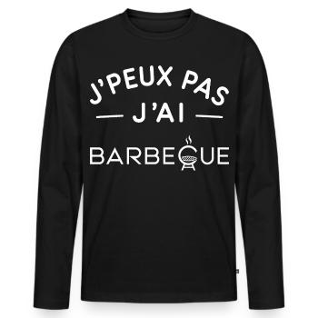 Barbecue Humour Idée Cadeau Grillades entre Amis - T-shirt manches longues Premium bio Homme - noir - Devant - Nico (187cm)