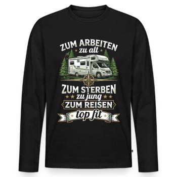 Rentner Wohnmobil - Lustiges Camping Opa T-Shirt - Männer Premium Bio Langarmshirt - Schwarz - Vorne - Nico (187cm)