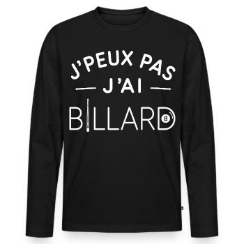 Billard Humour Cadeau Passionné de Billard - T-shirt manches longues Premium bio Homme - noir - Devant - Nico (187cm)