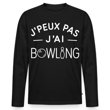 Bowling Humour Cadeau Passionné de Quilles - T-shirt manches longues Premium bio Homme - noir - Devant - Nico (187cm)