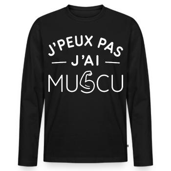 Musculation Humour Cadeau Passionné de Fitness - T-shirt manches longues Premium bio Homme - noir - Devant - Nico (187cm)