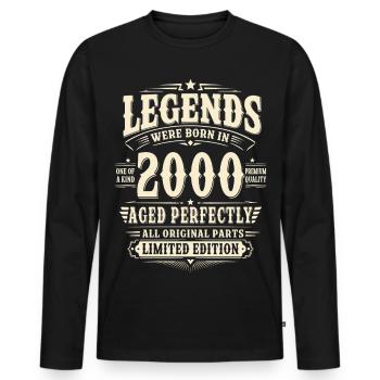 26. Geburtstag Geschenk Mann 2000 Vintage Retro - Männer Premium Bio Langarmshirt - Schwarz - Vorne - Nico (187cm)