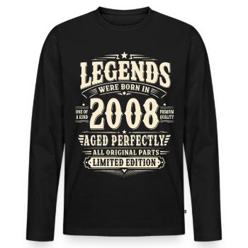 18. Geburtstag Geschenk Mann 2008 Vintage Retro - Männer Premium Bio Langarmshirt - Schwarz - Vorne - Nico (187cm)