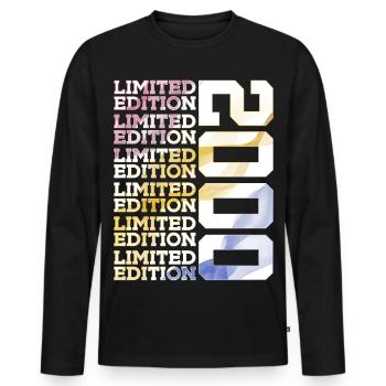 LIMITED EDITION 2000 - 26 JAHRE - 26. GEBURTSTAG - Männer Premium Bio Langarmshirt - Schwarz - Vorne - Nico (187cm)
