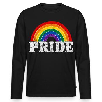 Pride Rainbow Vintage Regenbogen Shirt Sticker - Männer Premium Bio Langarmshirt - Schwarz - Vorne - Nico (187cm)