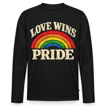 Love Wins Pride Regenbogen CSD LGBTQ Community - Männer Premium Bio Langarmshirt - Schwarz - Vorne - Nico (187cm)