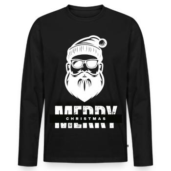 Merry Christmas Weihnachtsmann Geschenk - Männer Premium Bio Langarmshirt - Schwarz - Vorne - Nico (187cm)