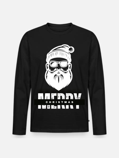 Merry Christmas Santa Claus Gift - Men's Premium Organic Long Sleeve Shirt - black