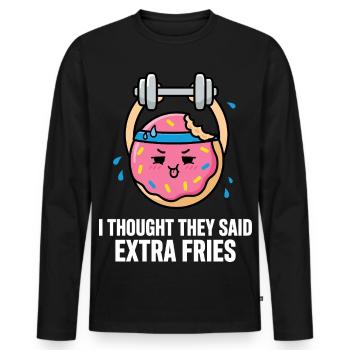 Donut beim Training mit Hantel - Männer Premium Bio Langarmshirt - Schwarz - Vorne - Nico (187cm)