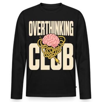 Overthinking Club mit Gedankenchaos - Männer Premium Bio Langarmshirt - Schwarz - Vorne - Nico (187cm)