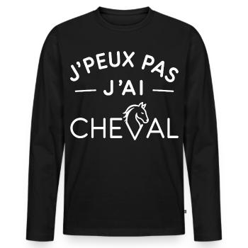 Cheval Humour Cadeau Passionné d'Équitation - T-shirt manches longues Premium bio Homme - noir - Devant - Nico (187cm)