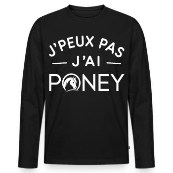 Poney Humour Cadeau Passionné d'Équitation - T-shirt manches longues Premium bio Homme - noir - Devant - Nico (187cm)