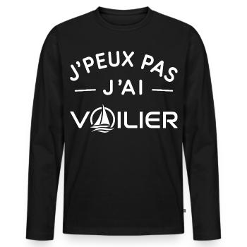 Voilier Humour Cadeau Passionné de Voile - T-shirt manches longues Premium bio Homme - noir - Devant - Nico (187cm)
