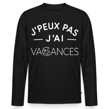 Vacances Humour Cadeau Esprit Détente - T-shirt manches longues Premium bio Homme - noir - Devant - Nico (187cm)