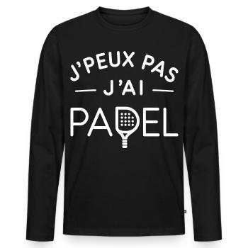 Padel Humour Cadeau Passionné de Raquette - T-shirt manches longues Premium bio Homme - noir - Devant - Nico (187cm)