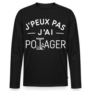 Potager Humour Cadeau Passionné de Légumes - T-shirt manches longues Premium bio Homme - noir - Devant - Nico (187cm)