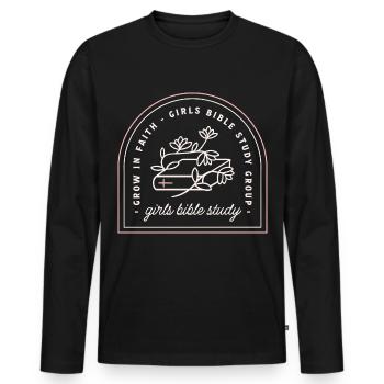 Mädchen-Bibelstudien-Christliche Gruppe - Männer Premium Bio Langarmshirt - Schwarz - Vorne - Nico (187cm)