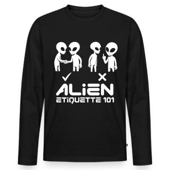 Alien Etqiuette 101 Blanc - T-shirt manches longues Premium bio Homme - noir - Devant - Nico (187cm)