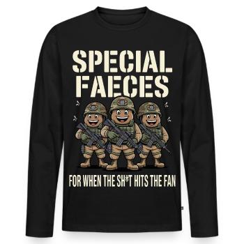 Des excréments spéciaux pour quand la frappe le ventilateur - T-shirt manches longues Premium bio Homme - noir - Devant - Nico (187cm)