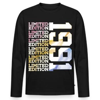 LIMITED EDITION 1991 - 35 JAHRE - 35. GEBURTSTAG - Männer Premium Bio Langarmshirt - Schwarz - Vorne - Nico (187cm)