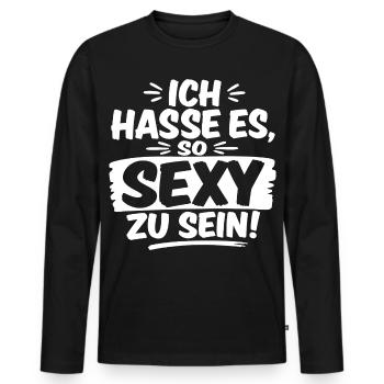 Ich hasse es, so sexy zu sein - Männer Premium Bio Langarmshirt - Schwarz - Vorne - Nico (187cm)