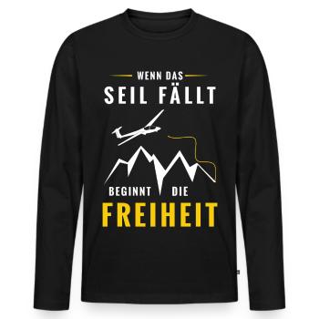 Wenn das Seil fällt beginnt Freiheit - Männer Premium Bio Langarmshirt - Schwarz - Vorne - Nico (187cm)