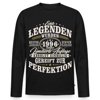 1996 Jahrgang geboren Geburtstag Geschenk Retro - Männer Premium Bio Langarmshirt - Schwarz - Vorne - Nico (187cm)