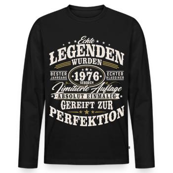 1976 Jahrgang Vintage Geburtstag Geschenk Retro - Männer Premium Bio Langarmshirt - Schwarz - Vorne - Nico (187cm)